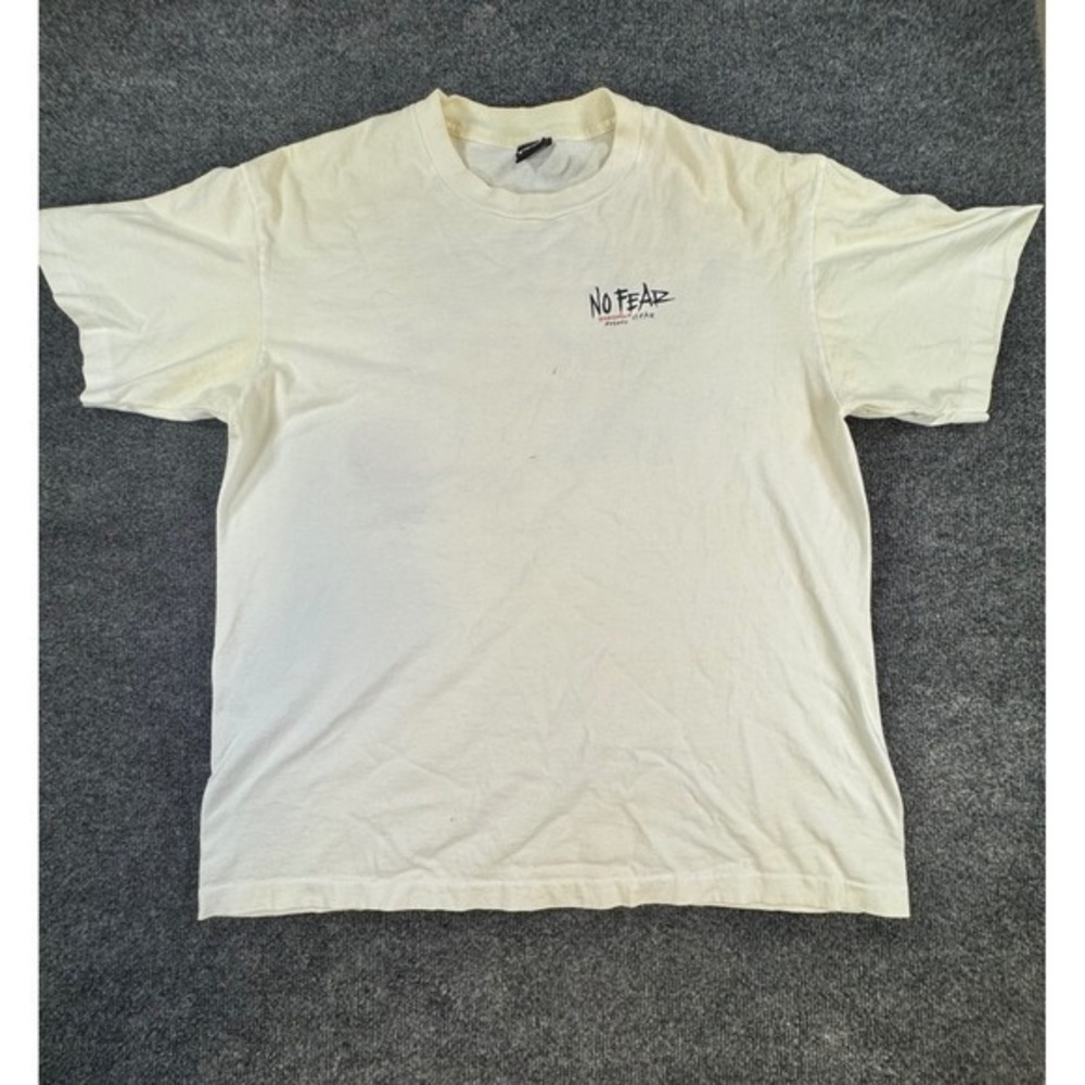 Vintage No Fear Basketball Is Not A Game Graphic T-Shirt XL Cream 90s Streetwear